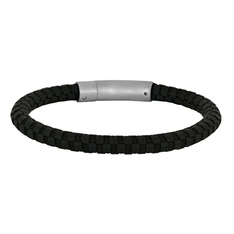 Son of Noa herrearmbånd fra Nordahl Andersen i sort flettet kalvelæder med rustfri stålläse 19–23 cm.